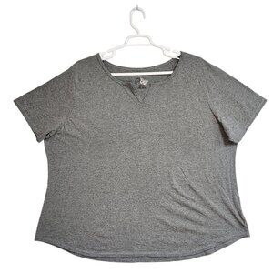 Just My Size Womens 5X Gray Short Sleeve V Neck Tee Shirt